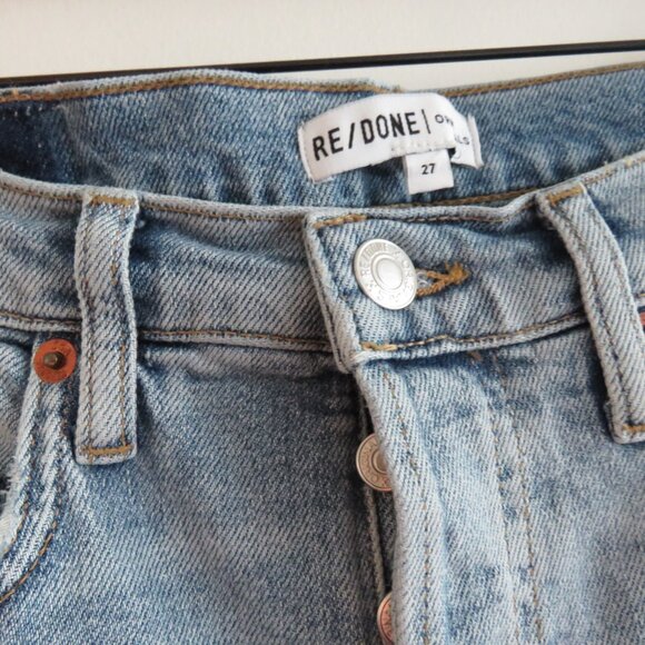 RE/DONE High Rise Stove Pipe Straight Leg Jeans Lived in Light Wash - Size 27 - Picture 5 of 14